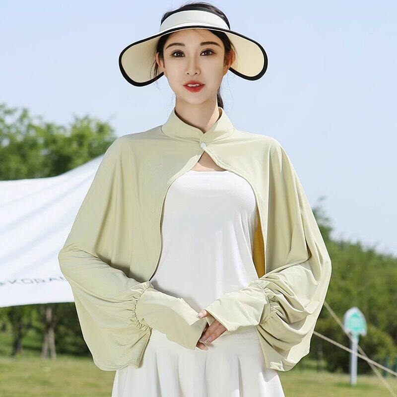 Sunscreen Shawl Women's Summer Shade Driving Cycling Air Conditioning Shirt Blouse Cloak Breathable Loose Long Sleeve Ice Silk Jacket