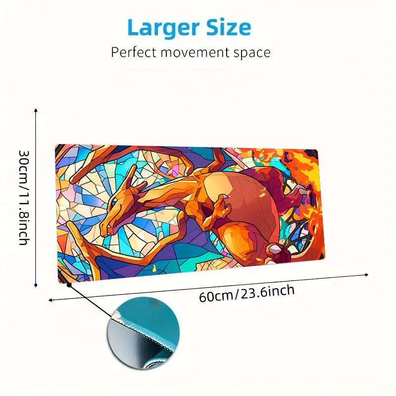 Charmander Mouse Pad, Large Gaming Desk Mat, Non-slip XXL Mousepad for Laptop & Tablet, Mini PC Playmat with Stitched Edges
