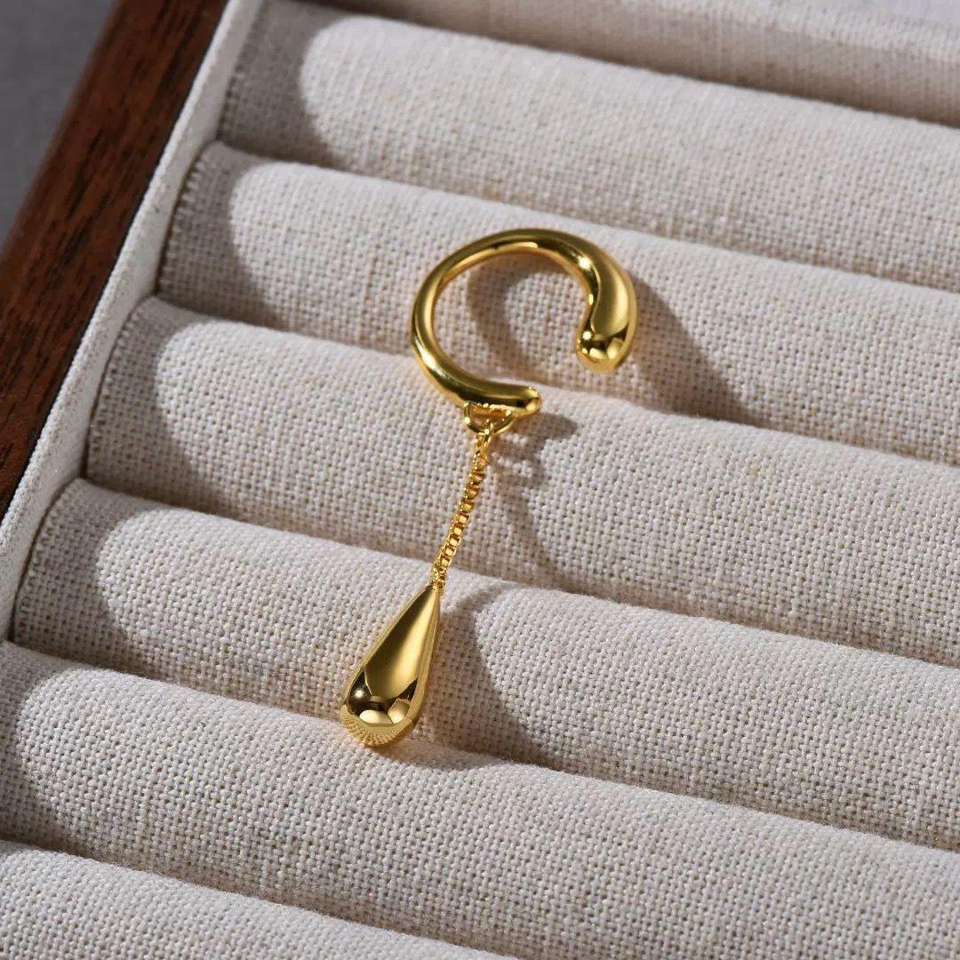 1 пара C-образных металлических клипс-серьг с кисточкой в виде слезы для женщин Без проколов Каффы Клипсы для хряща Модные украшения