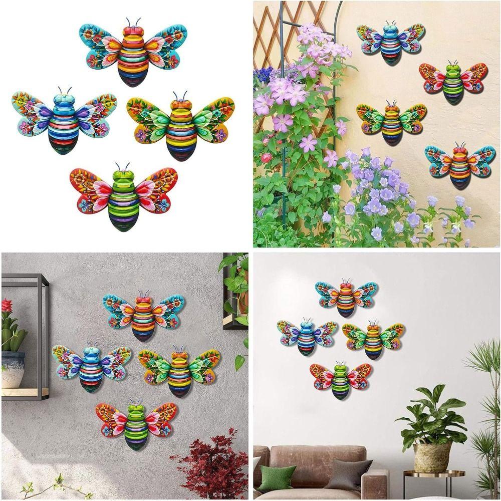 Cute Wall Hanging Sculpture Creative Garden Statue Crafts Bee Wall Ornament  Outdoor