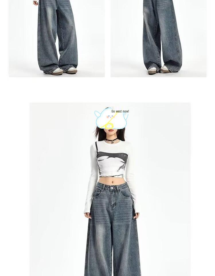 Wide-Leg American Style Retro Jeans for Women - Spring/Autumn 2026 Collection - Relaxed Fit, Baggy, and Floor-Length