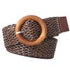 WHITE FANG Braided Mesh Waist Belt Leather Sash Casual BT272 Women's (Coffee)
