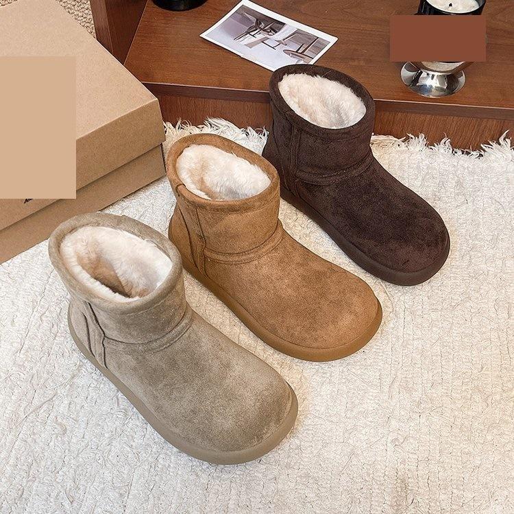 New platform snow boots winter cotton shoes velvet short boots warm non-slip velvet platform bread