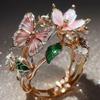 Colored Butterfly & Leaf Open Ring – Trendy Temperament Design