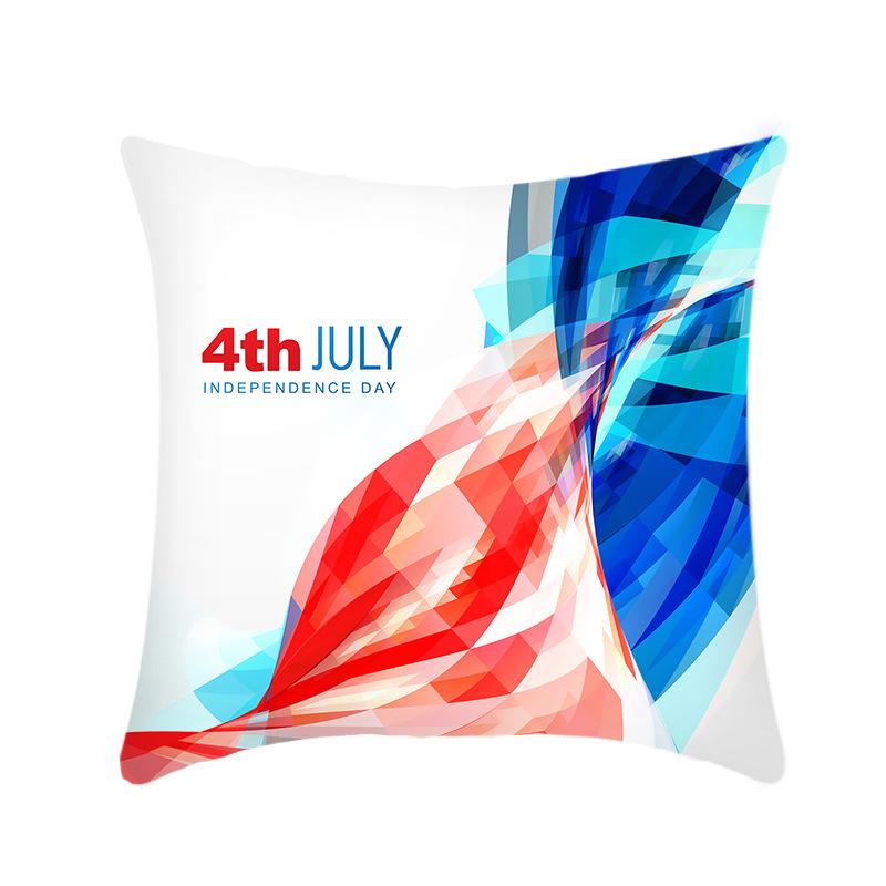 Independence Day Throw Pillow Cover Blue Theme Plush Print Sofa Bed Car Cushion Cover Without Core