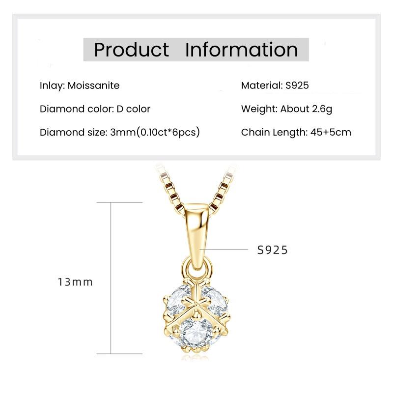 

IOGOU D0.60CT Round Moissanite Geometric Design Pendant Necklace 925 Sterling Silver Fashion Unique Engagement Jewelry for Women 45-50cm