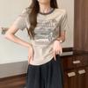 Summer pure cotton Short Sleeve T-Shirts for Women harajuku letter print Simple Casual slim Soft All-Match y2k Tops Tees Fashion