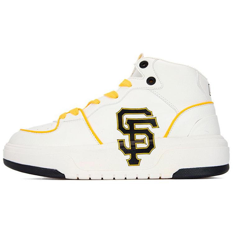 

New MLB Chunky Liner High Slip Resistant Cushioning Wear Resistant Mid Top Skateboard Shoes Unisex White Yellow 3ASXCB12N-14ORL