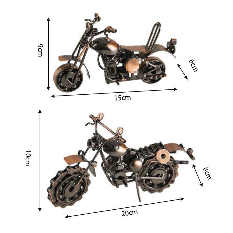 Retro Wrought Iron Harley Motorcycle Model: Industrial Style Ornament for Home Decor