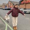 2025 New Down Cotton Clothes Women's Short Stand-up Collar Loose Contrasting Colors Thickened Loose Warm Bread Clothes Korean Version Jacket