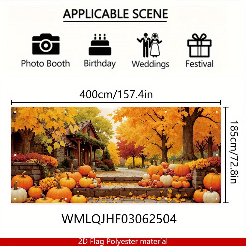 2D plan -1 piece, autumn harvest garage door flag - designed as pumpkin and maple leaf - perfect for autumn themed parties