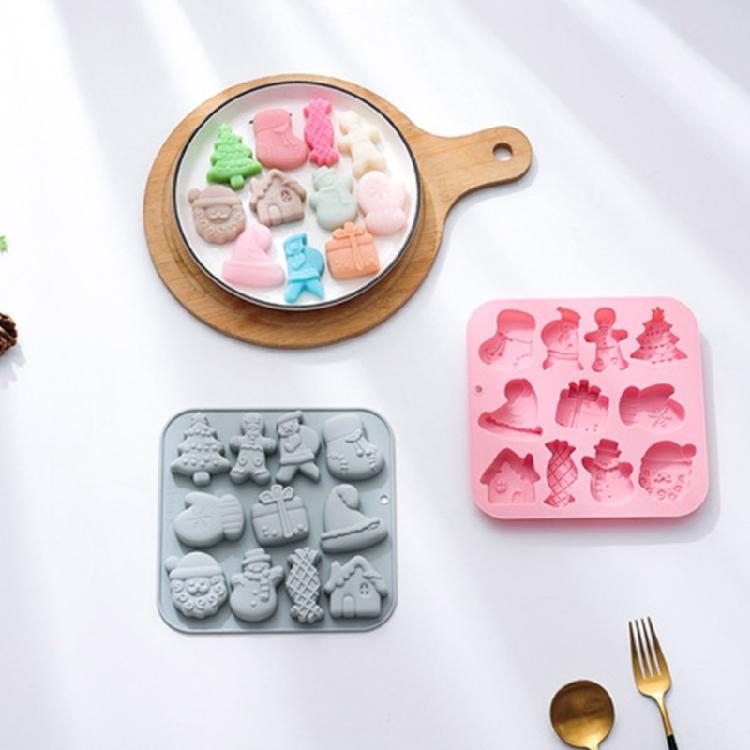 Christmas Themed Baking Mold Cake Silicone Mold for DIY Crafting Candy Fondant Molds Cupcake Chocolate Toppers Decor