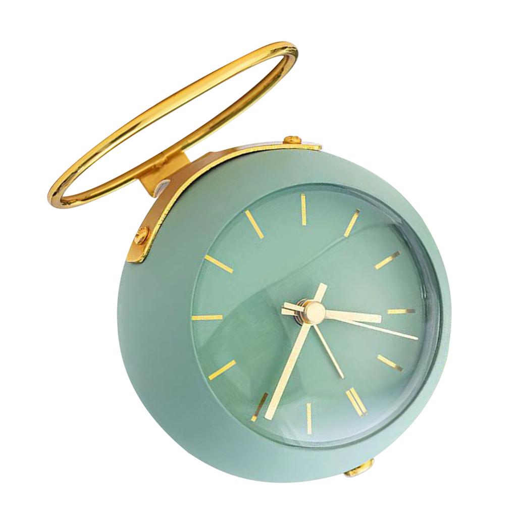 Tischwecker Studentenwohnheim Mini-Wecker Ornamente Einfache Metall-Tischuhr Grün