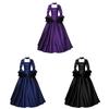 Elegant 2020wish Medieval Lace Patchwork Bell Sleeve Long Dress For Vintage Style