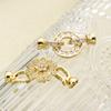 1pc Brass Fold Over Clasps Bowknot Flower 18K Gold Plated Clear Cubic Zirconia Women Fashion Jewelry Findings
