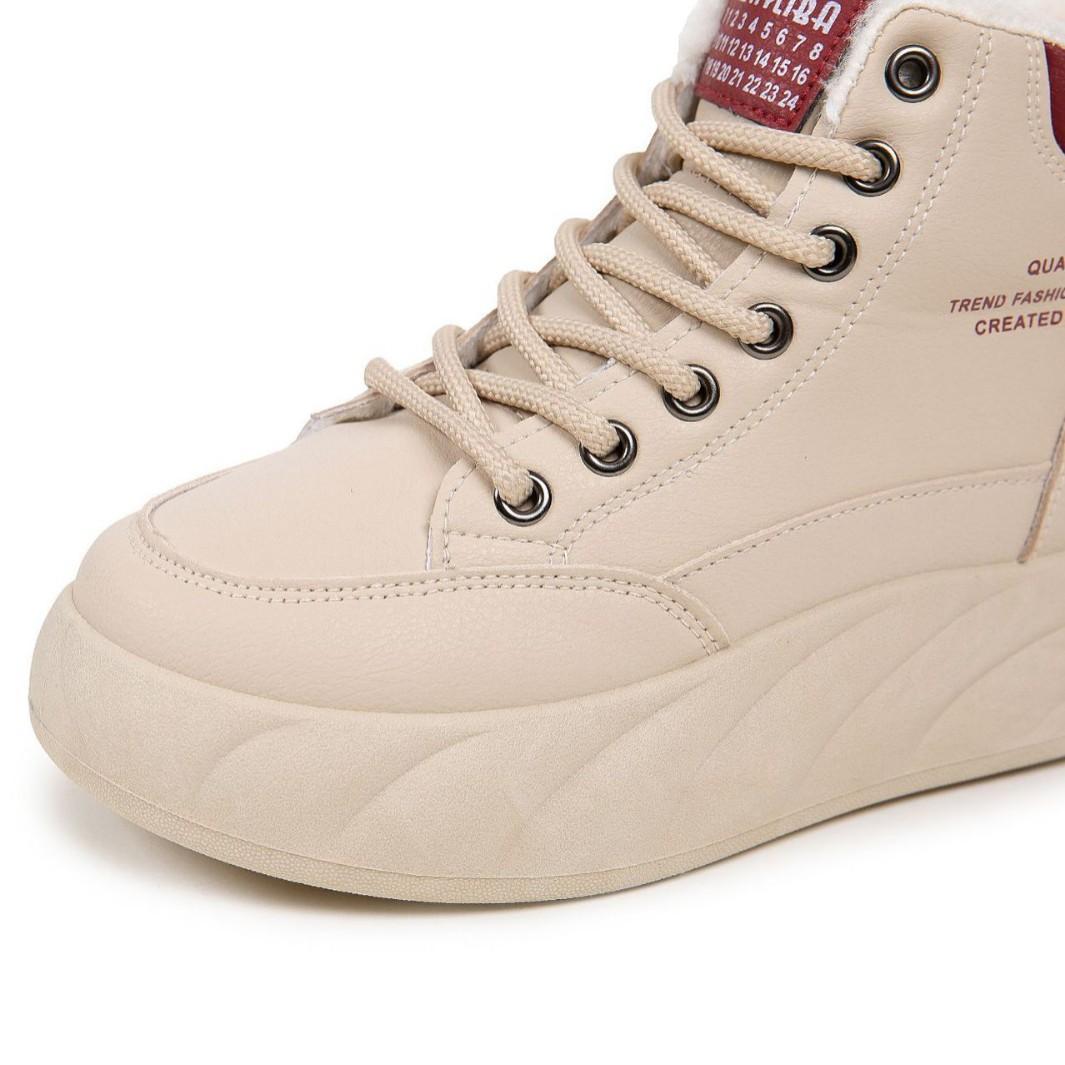 

[Customized] Winter velvet thickened cotton shoes high-top warm versatile dad shoes non-slip and wear-resistant women s white shoes 35 хаки