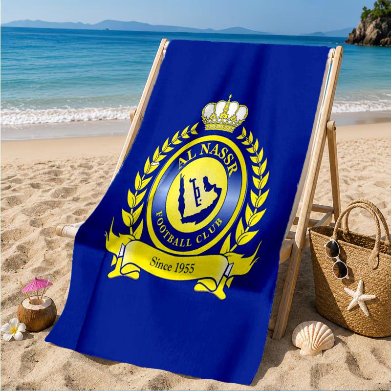 Asciugamano da Spiaggia in Microfibra Stampato con Stemma del Club di Calcio Nassr, Morbido e Assorbente, Asciugatura Rapida, Ideale per Viaggi Estivi, Essenziale per la Spiaggia, Piscina
