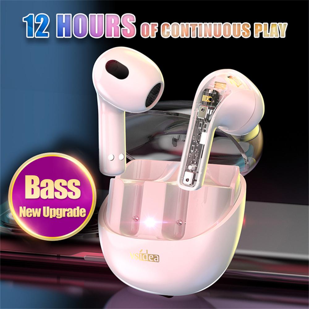 

VSIDEA A56S Wireless Headphones BT Earbuds Bass Enhanced with Noise Cancellation Earphones White