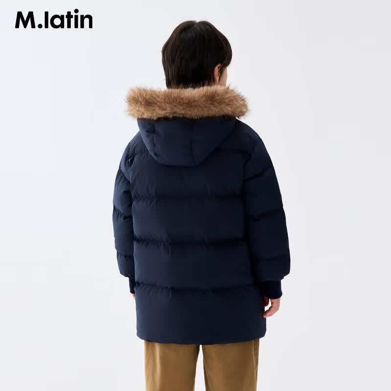 M.Latin Boys' Plush Collar Mid-Length Down Jacket