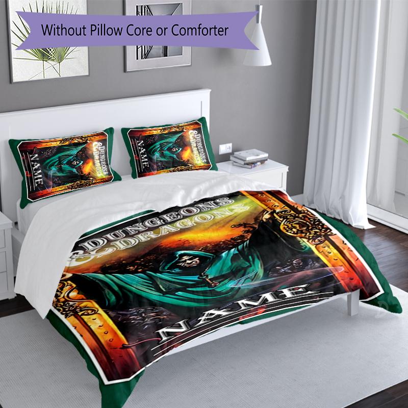 3pcs Custom Name Dungeons & Dragons Set,Includes 1 Duvet Cover and 2 Pillowcases,All-season Bedroom Decor
