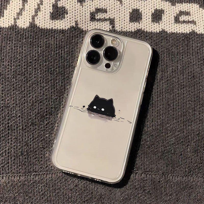 Cartoon Black Cat Case for Apple 15/14/13/12/11/PRO/XS/XR