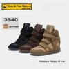 RYAMAG Adidași cu platformă pentru femei Toc ascuns 6cm Piele naturală Bocanci casual cu partea superioară înaltă Încălțăminte cu platformă pentru mărirea înălțimii