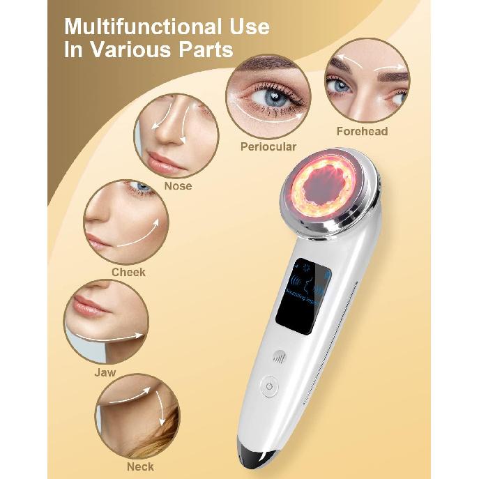 Face Massager Electric Face Lifting 4 In 1 Facial Massager Anti Aging Skin Tightening Firming Skin Care Tools (White)