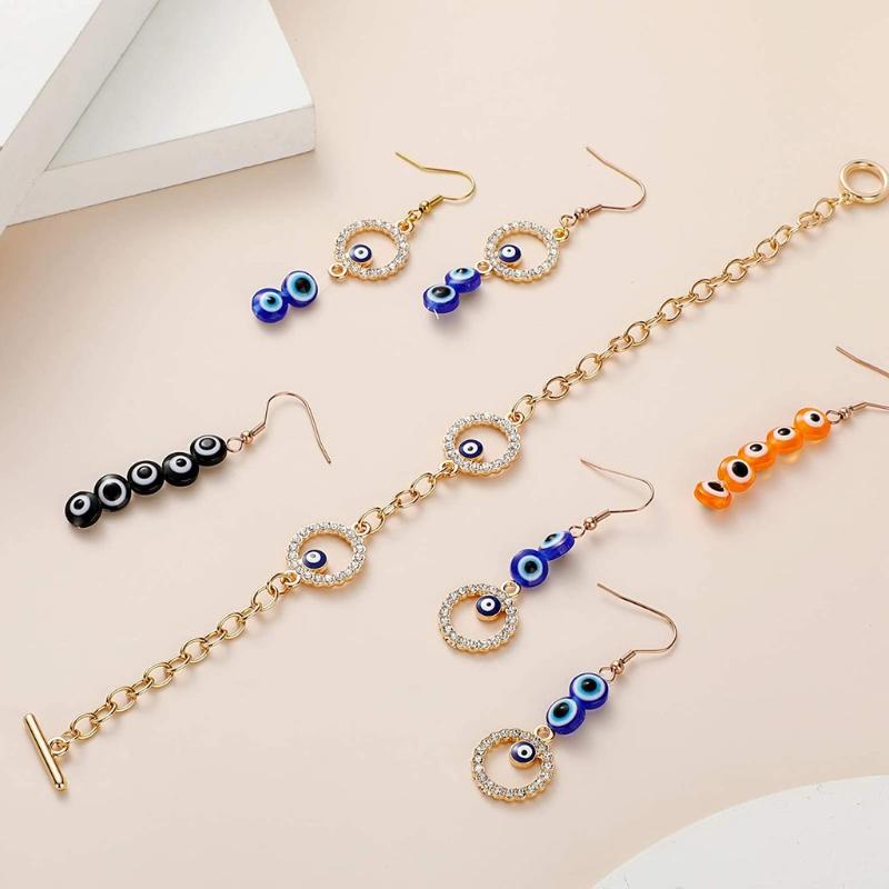 450 Pcs Mixed Colors Round for Evil Eye Spacer Beads 8mm Turkish Eye Beads Lucky Resin Beads Charms for DIY Jewelry Maki