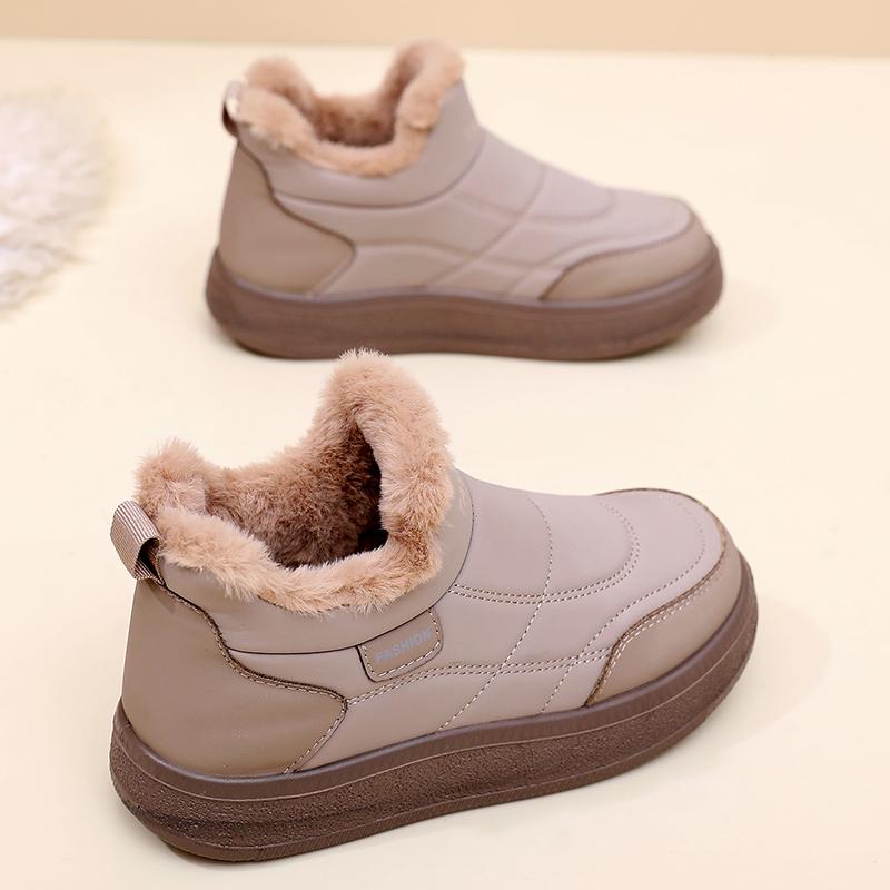 TUINANLE Chunky Platform Sneakers for Women Warm Fur Thick Sole Lace Up Casual Shoes
