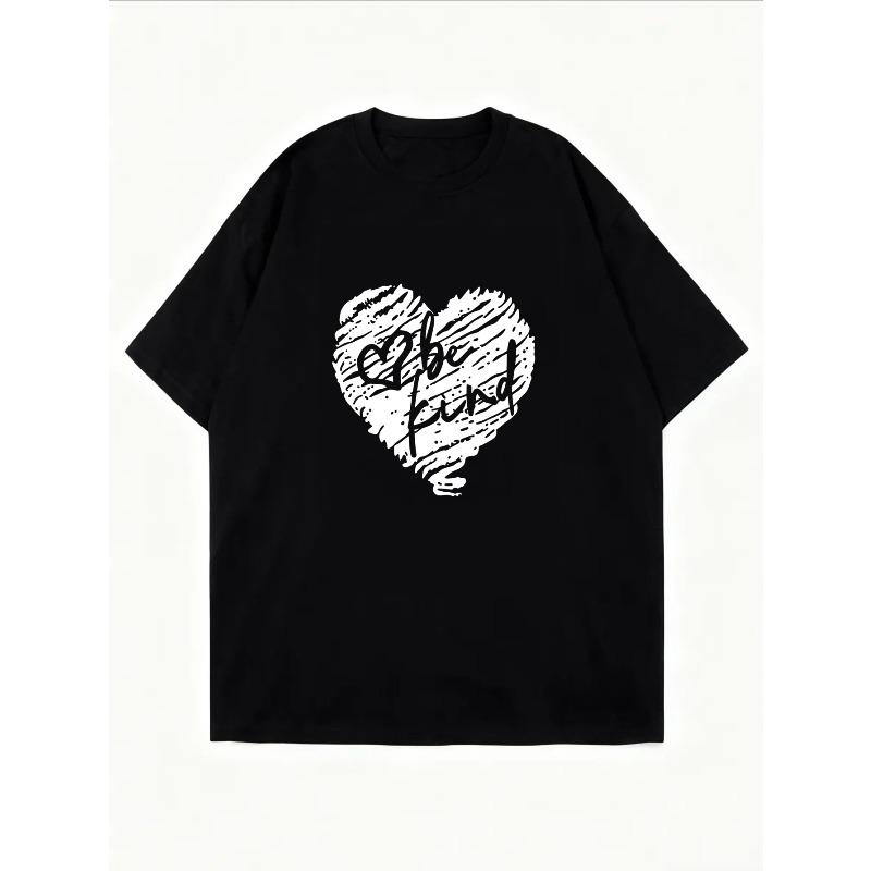 White T Shirt With Heart Pattern For Casual Wear
