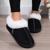 Fashion Rimocy Winter Soft Suede Plush Slippers Women Warm Paded Thicken Cotton Shoes Woman Flat Bottom Wrap Heel Slides Home Shoes