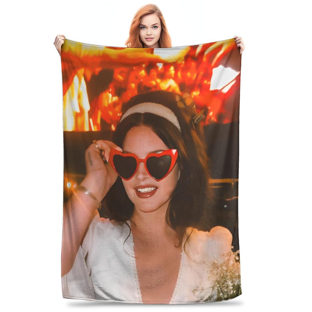 American Singer Lana Del Rey Blanket Pop Culture Music Flannel Novelty Soft Throw Blanket for Home Spring/Autumn