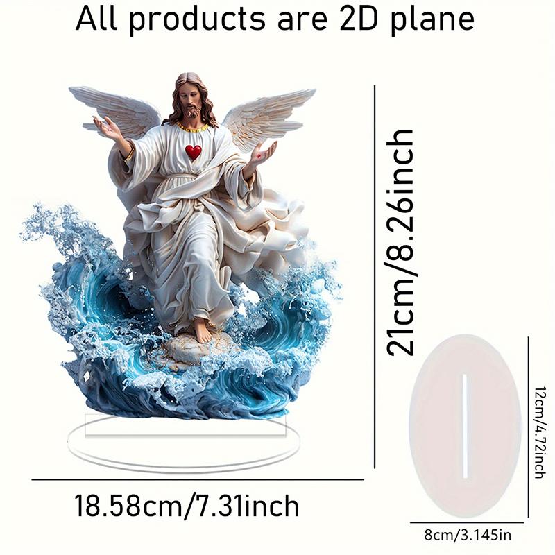 Heiligstes Herz Jesu Engel Mit Sockel Acryl Traditionelle Religiöse Kunst Schreibtisch