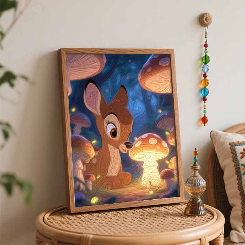 Disney Bambi Forest Mushrooms Digital Oil Painting Art Kit Hand Painted Home Decor