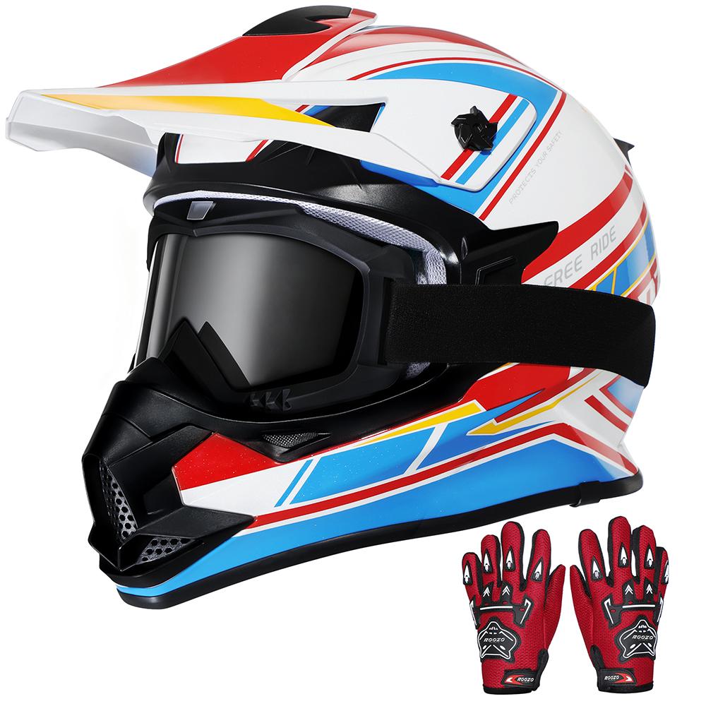 

Child Motocross Helmet Boys Girls Motorcycle Helmets for Quad ATV UTV Dirt Bike Meets DOT Standards with Goggles and Gloves XL червоний