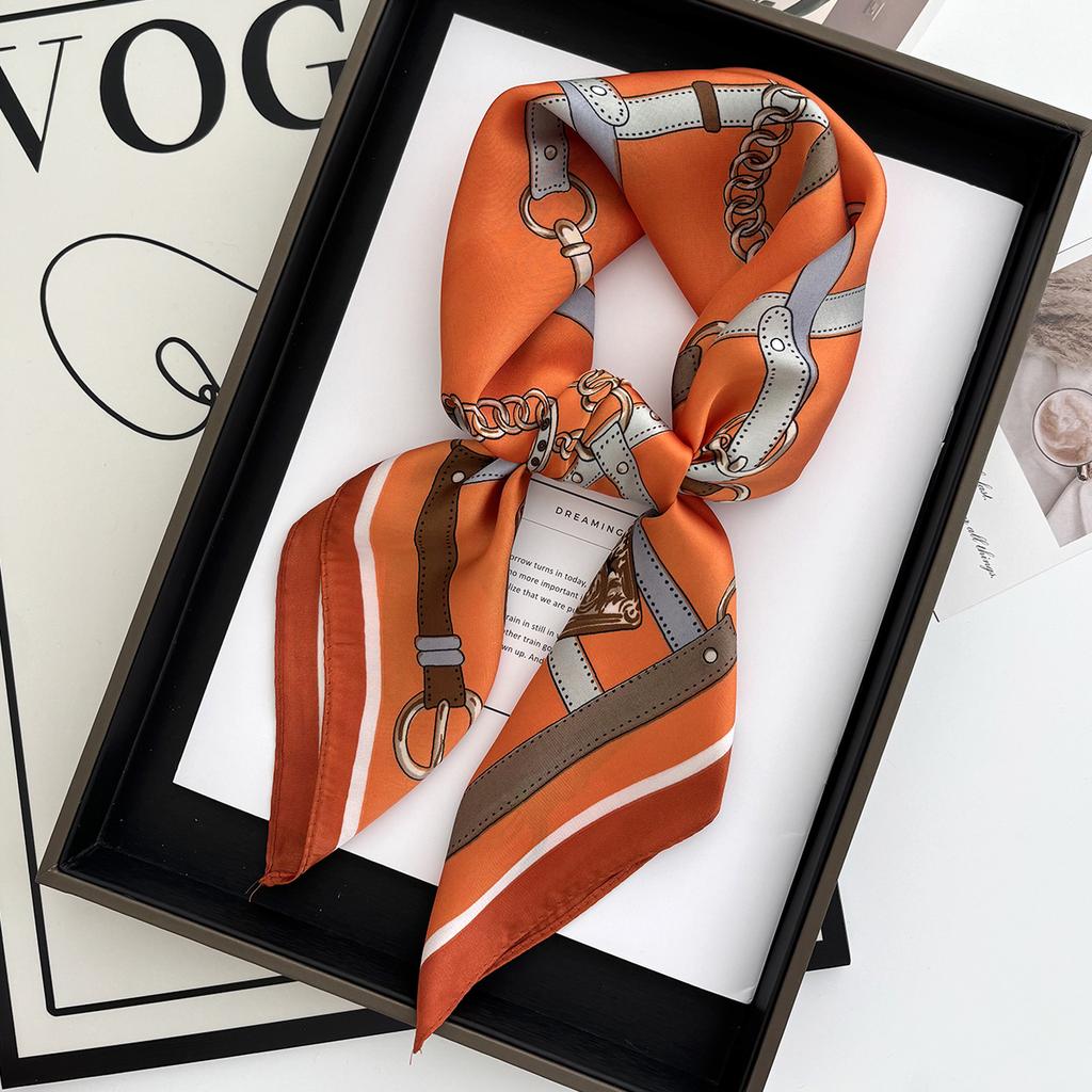 Luxury 70*70Cm Square Scarf For Women Soft Satin Neckerchief Female Hair Bands Elegant Ladies Bag Ribbon Headband Bandana Shawl