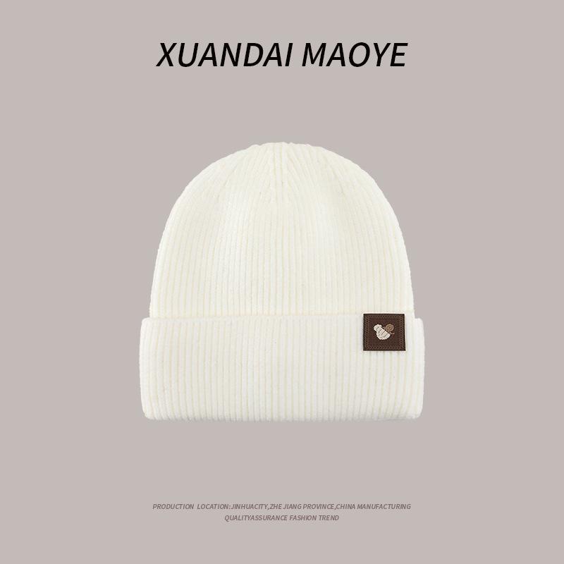 New Hat for Women In Autumn and Winter  Warm and Cold Versatile Knitted Hat with Velvet To Show Off Their Faces Small Wool Cold Hat for Men