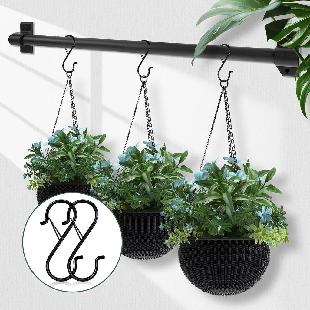 S Hooks 20pcs Heavy Duty 3.5 Inch Metal Hanging Hooks with Safety Buckle Closet Organizer Hooks for Kitchen Clothes Plants Bags Hats Belts