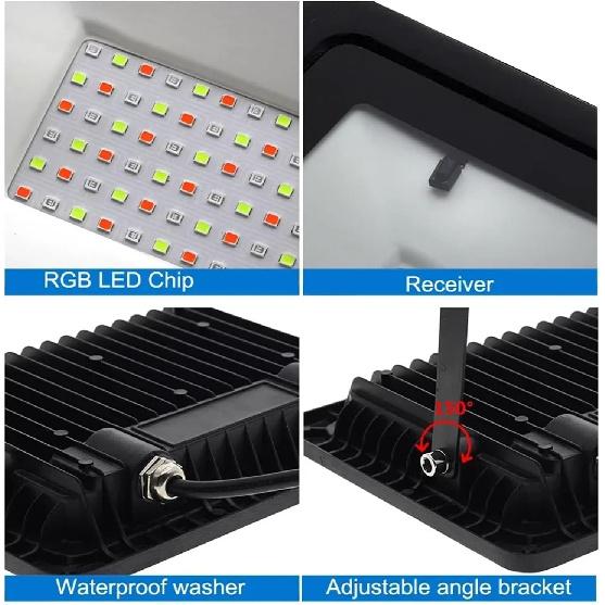 LED RGB Floodlight Reflector Outdoor Lighting AC 220 20W 30W 50W 100W IP66 Waterproof Outdoor RGB Spotlight Landscape Lighting for