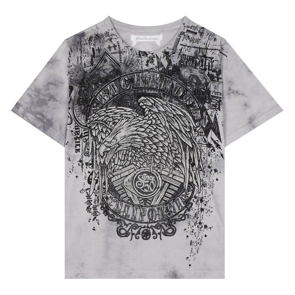 Burkeru Single Vintage Eagle Artwork Short Sleeve T-Shirt Light Gray Light Grey_M