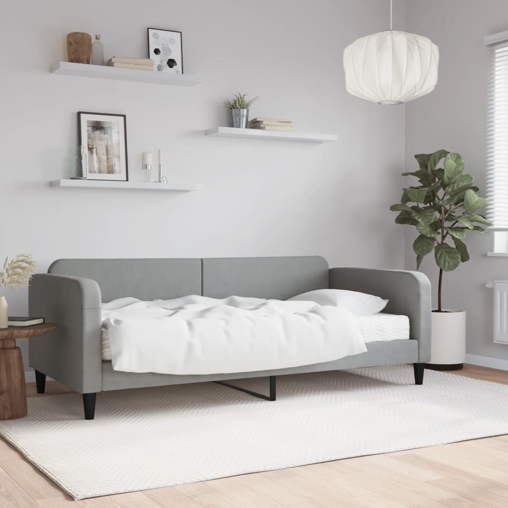 Vidaxl Sofa Z Materacem, Jasnoszara, 90X190 Cm, Tkanina