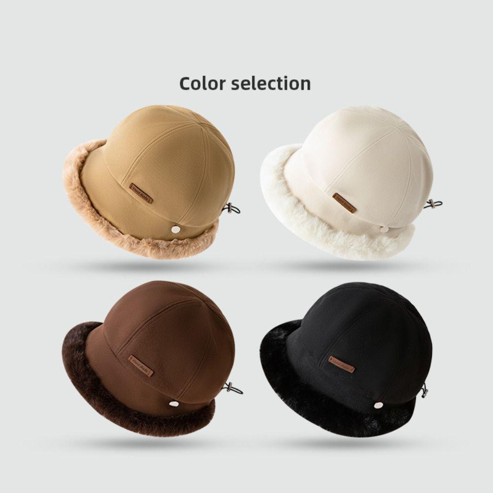 Windproof Fluffy Fur Bucket Hat Soft Warm Cap Cute Winter Fisherman Hat  Outdoor