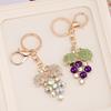Keychain Pendant Sparkling Rhinestones Inlaid Three-Dimensional Grape Shape Key Chain Lightweight Car Bag Decorative Accessory