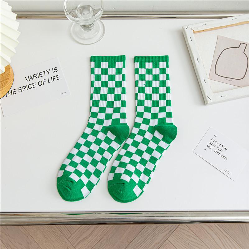 2025 Checkered Pure Cotton Mid-Calf Skateboard Socks - Unisex Trendy Plaid Sportswear