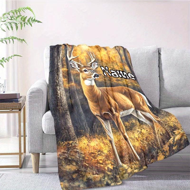 Deer Customize Your Name Blanket Warm Comfortable And Soft Blankets Are Suitable For Home Chairs Office Sofas Sofas Office Camping And Gifts For