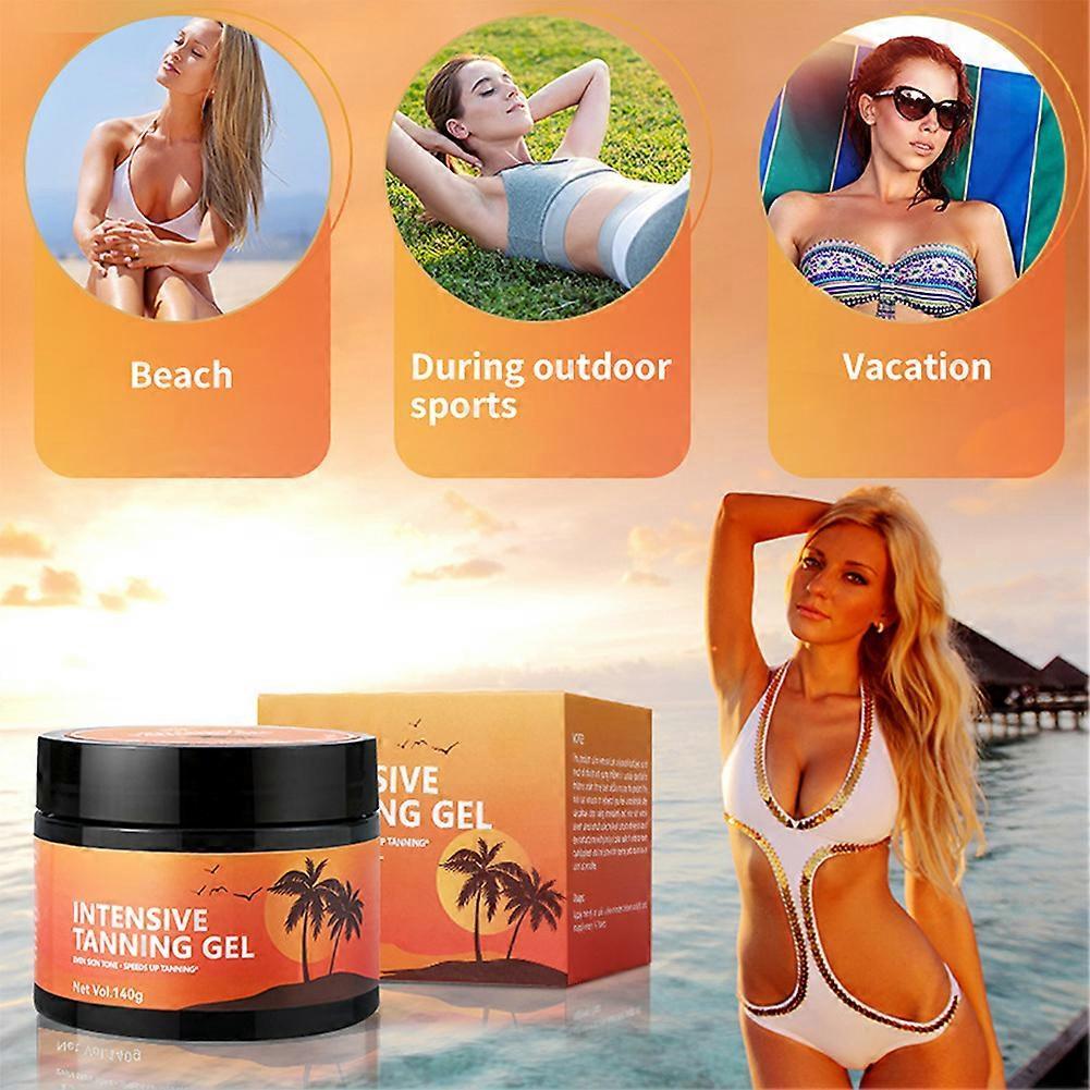 Intensive Tanning Gel, Fast-Acting Self Tanner for Face & Body, Even Skin Tone & Speeds Up Tanning