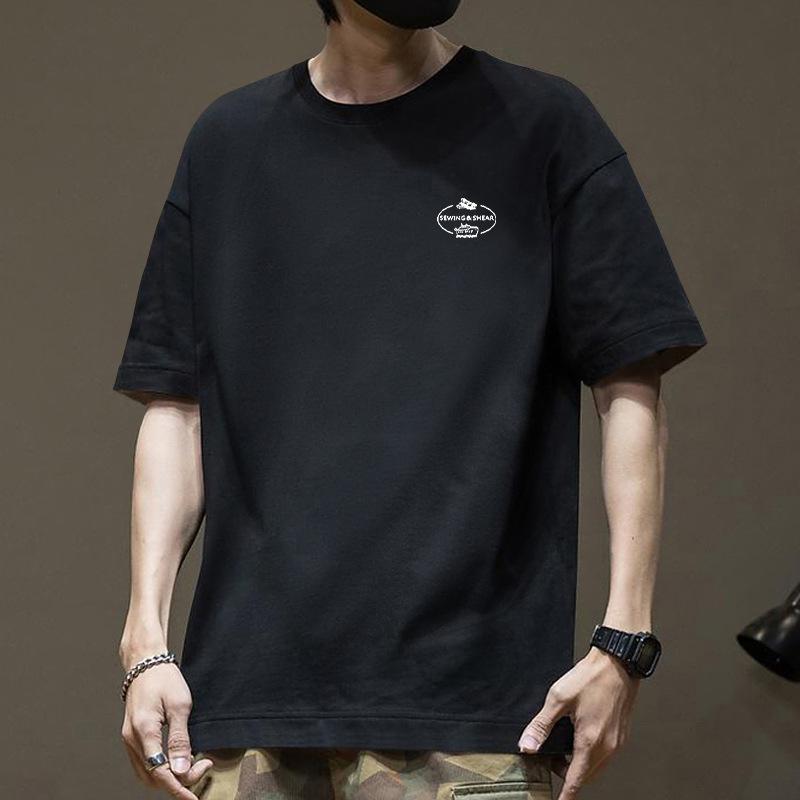 Retro Short Sleeved T-shirt for Men's Summer Fashion Brand Pure Cotton T-shirt with Fashionable Pattern