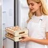 32-hole Egg Holder For Fridge 2-layer Large Drawer Type Storage Egg Container Refrigerator Organizer Box For Home Kitchen