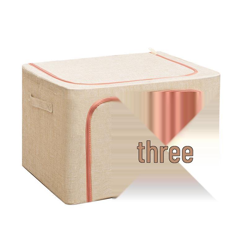 Cotton Linen Foldable Storage Box with Steel Frame - Large Capacity Clothes Organizer
