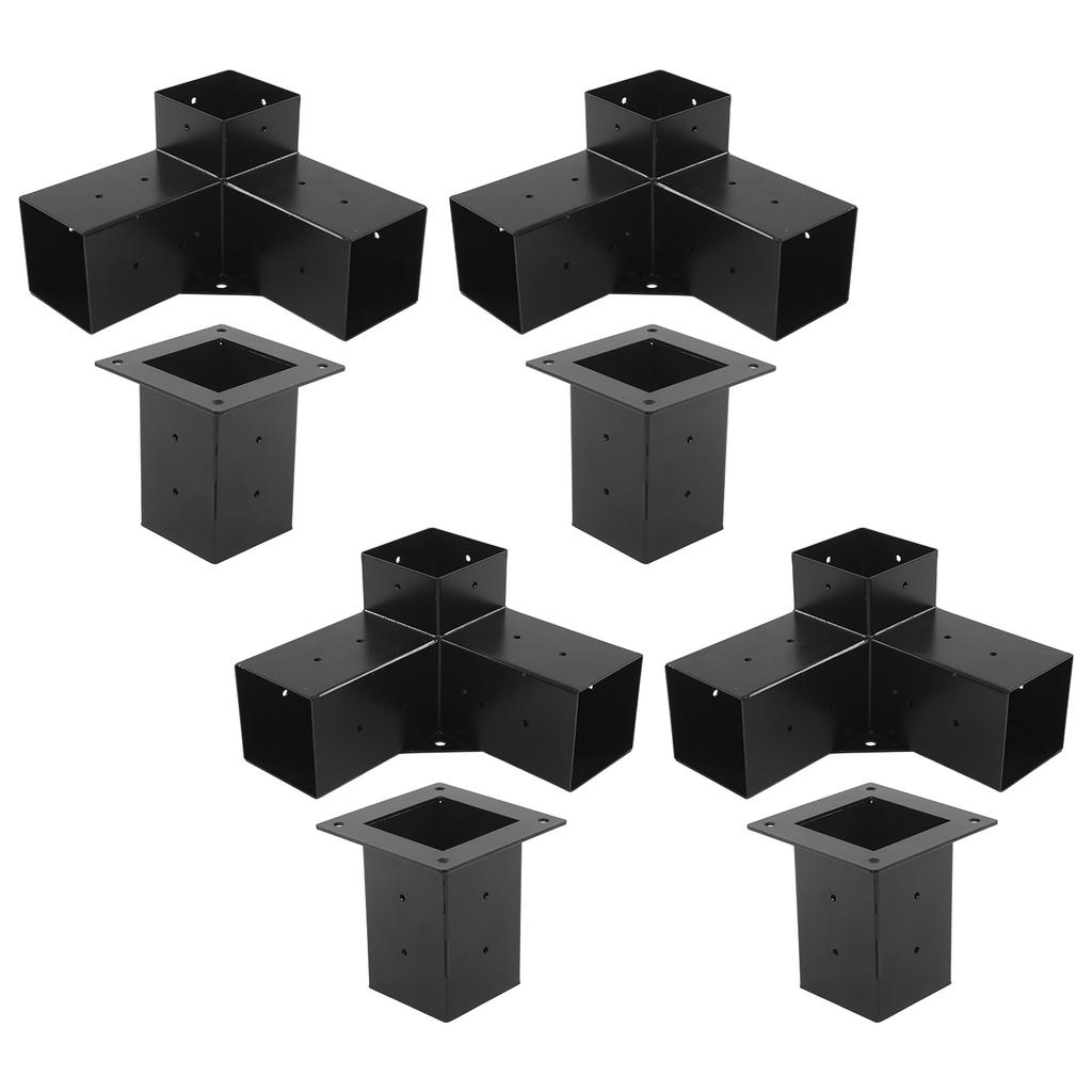 Pergola Bracket Steel DIY Elevated Wood Stand Hardware Kit for Outdoor Woodworking 8pcs